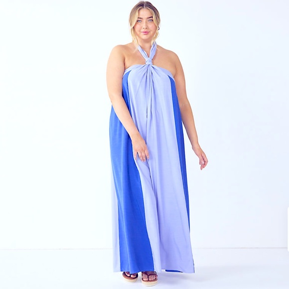 Nine West Women's Halter Neck Maxi Dress - Printed Chiffon, Sleeveless Long Dress - View #6